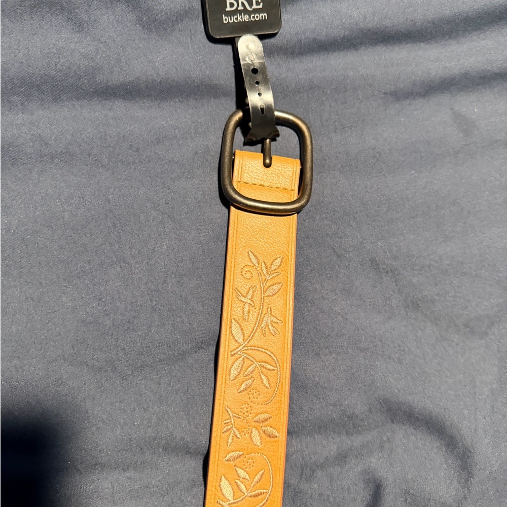 BKE Brown Leather Belt with Brass Buckle